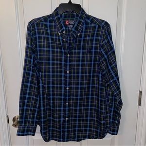 Boys Chaps dress shirt size 18/20 XL blues and greens